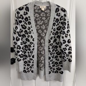 Jessica Simpson Gray and Black Animal Print Cardigan